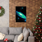 Vaporwave Green and Blue Spiral Galaxy Matte Poster Print