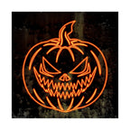 Neon Pumpkin Poster - Spooky Halloween Orange & Black Art Print