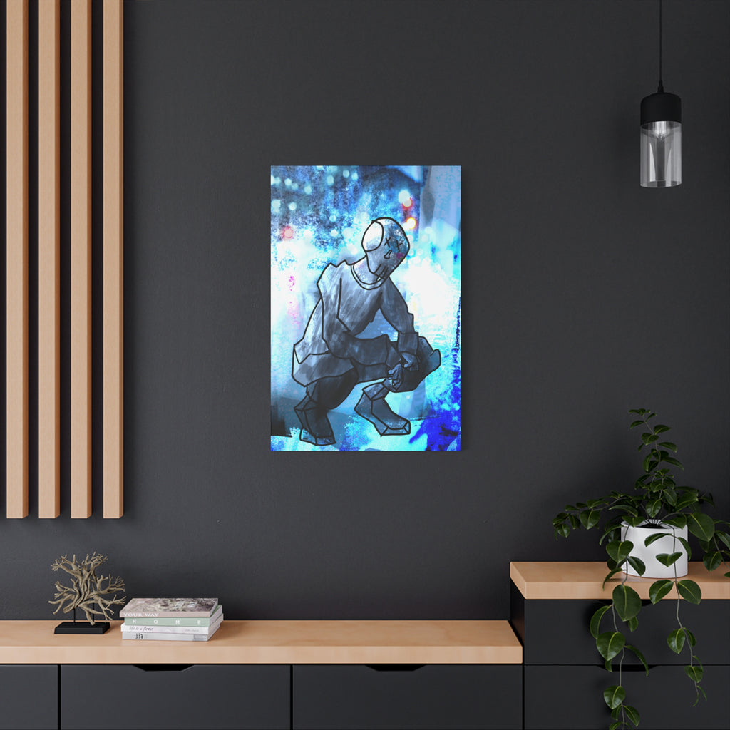 Robot Man Canvas Wall Art - Cyberpunk Android Dystopian Decor