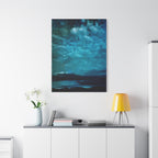 Serene Blue Sunrise Canvas Wall Art - Peaceful Misty Lake Decor