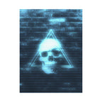 CRT Blue Skull Poster - Cyber-Noir Scanline Skull Art Print