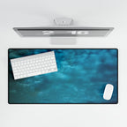 Serene Blue Sunrise Desk Mat - Calm Ocean Horizon Mouse Pad