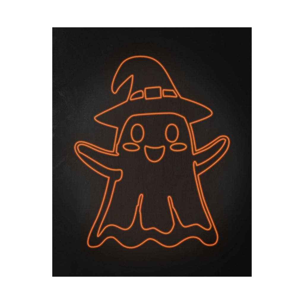 Cute Ghost Halloween Poster Print - Friendly Spooky Art