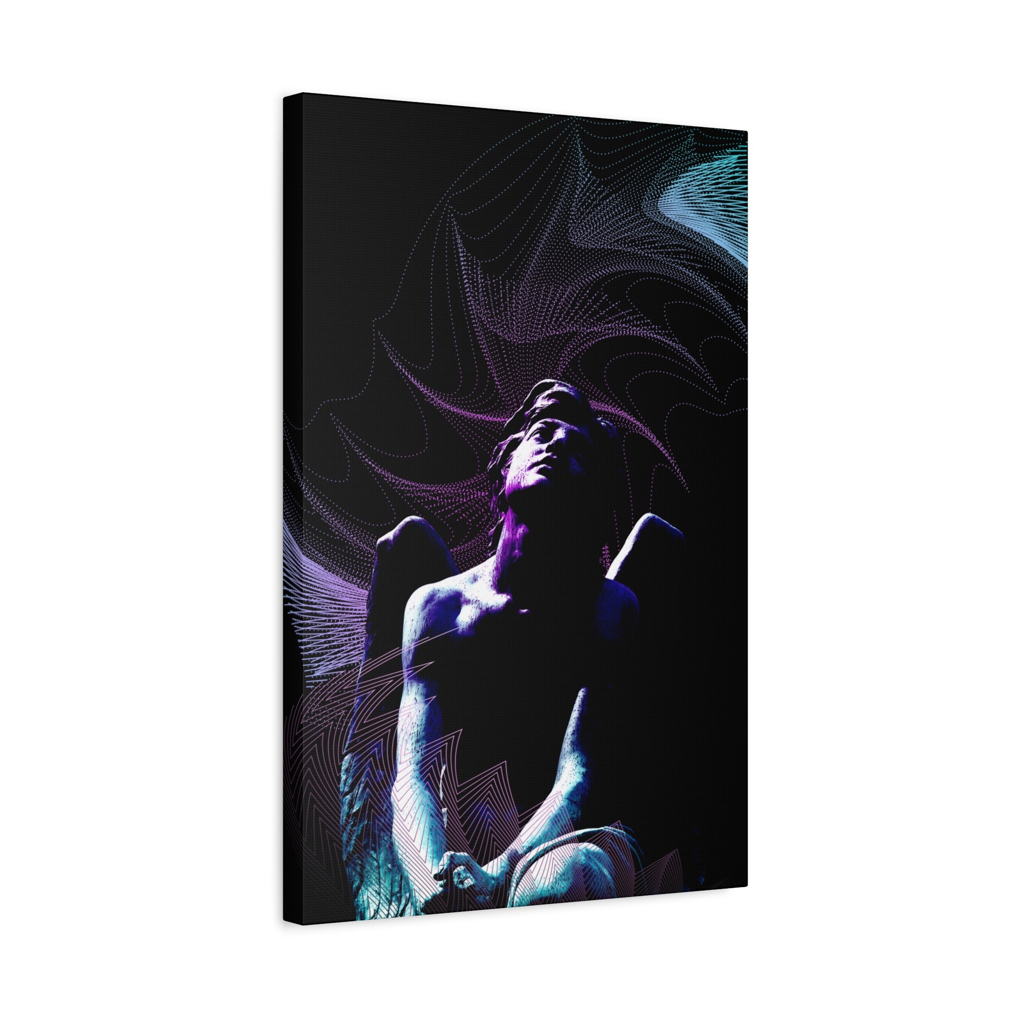 Skybound Canvas Wall Art - Surreal Angel Figure in the Clouds