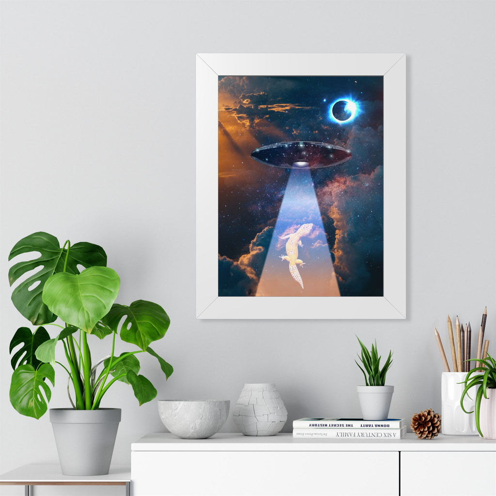 Space Lizards Framed Poster - Lizard Ufo Wall Art