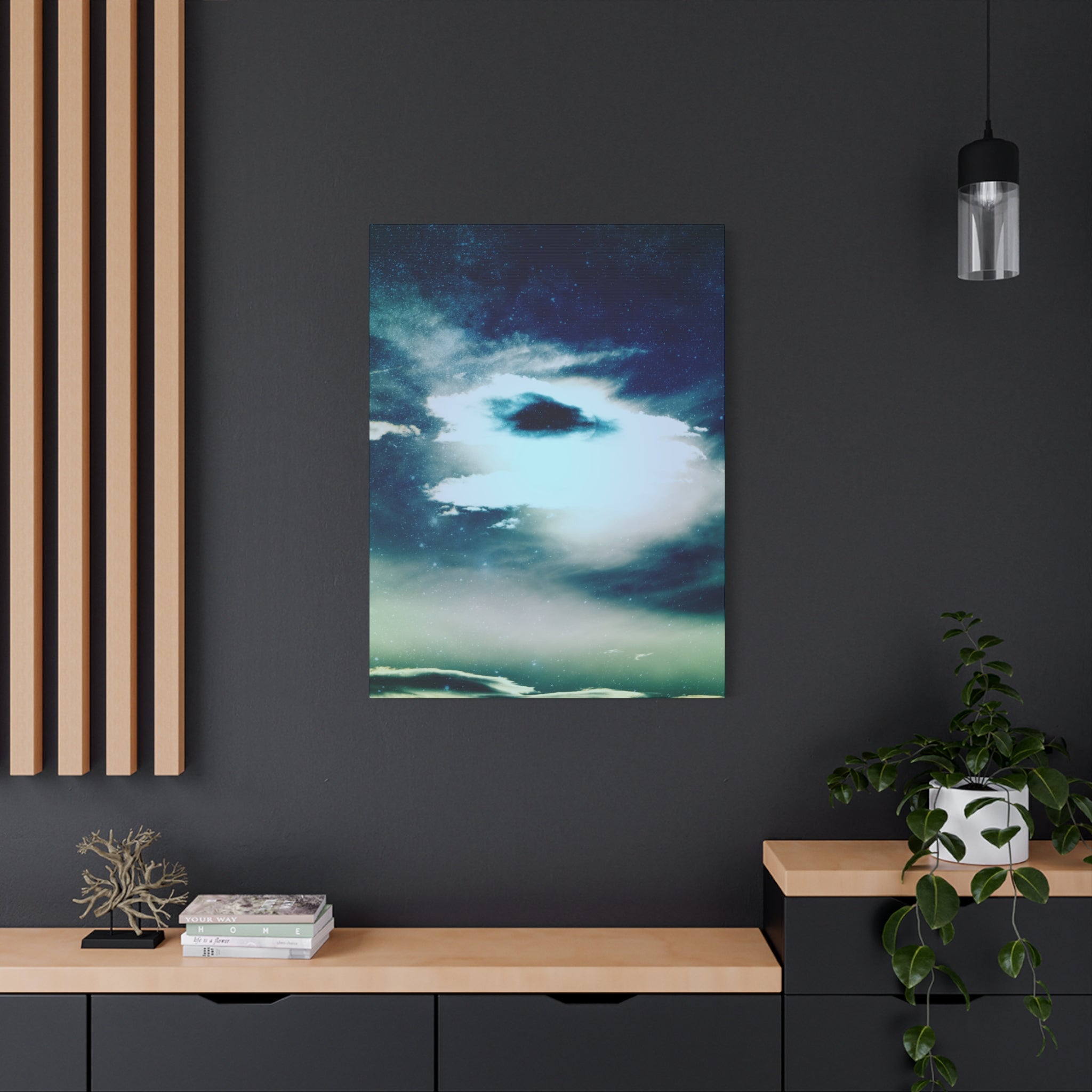 Sunset Space Mountains Canvas Art | Retro Vaporwave Galactic Landscape Wall Decor