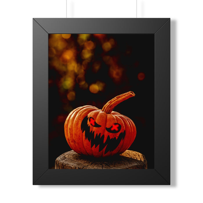 Spooky Pumpkin Framed Vertical Poster - Halloween Decor for Home & Office - Premium Quality Print