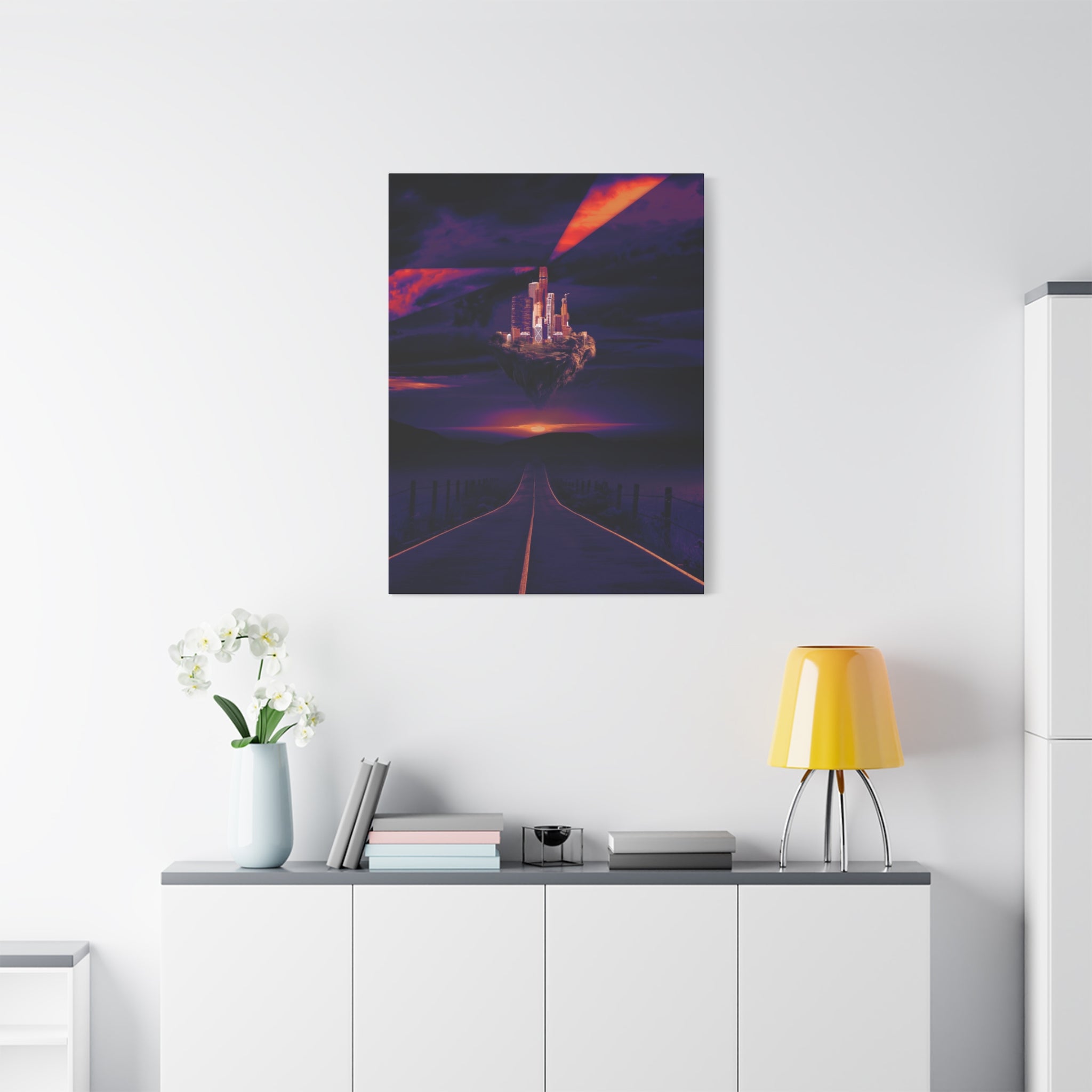 Abandoned City Canvas Wall Art - Sci-Fi Desert Ruins Decor