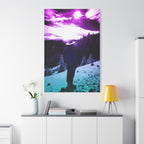 Winter Aurora Light Snowy Forest Canvas Art | Northern Lights Arctic Landscape Wall Decor