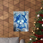 Blue Flame Skull Poster Print - Gothic Fire Skull Art