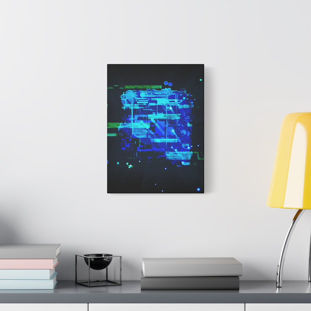 The Data Cube Sci-Fi Cyberpunk Canvas Art | Abstract Tech Futuristic Digital Wall Decor