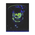 The Void of Space Matte Vertical Poste - Neon Skull Astronaut Art Print