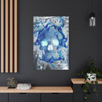 Blue Flame Skull Canvas Wall Art - Gothic Dark Fantasy Decor