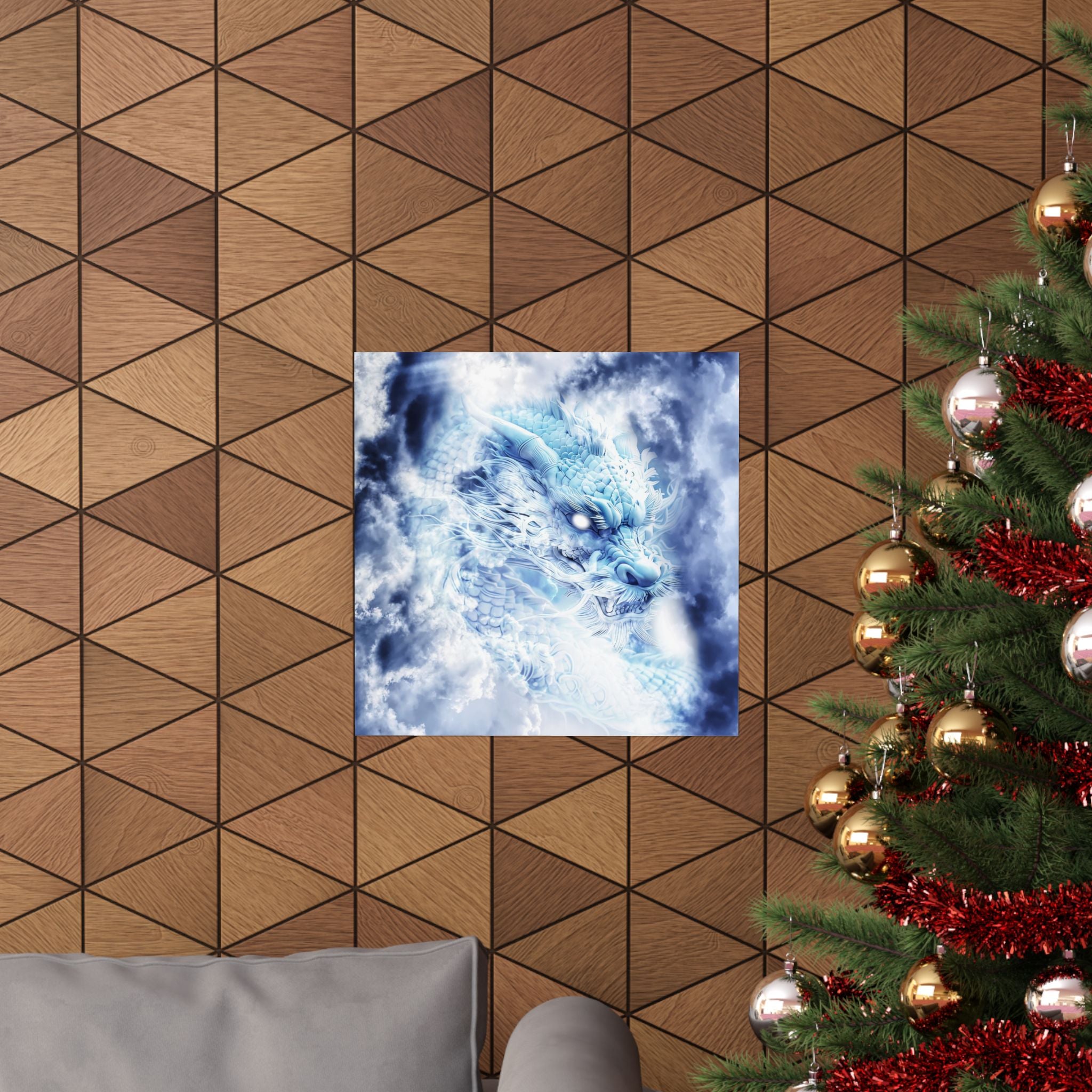 Blue Sky Dragon Poster - Celestial Cloud Dragon Art Print