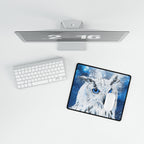Frost Owl Desk Mat - Winter Forest Bird Mouse Pad