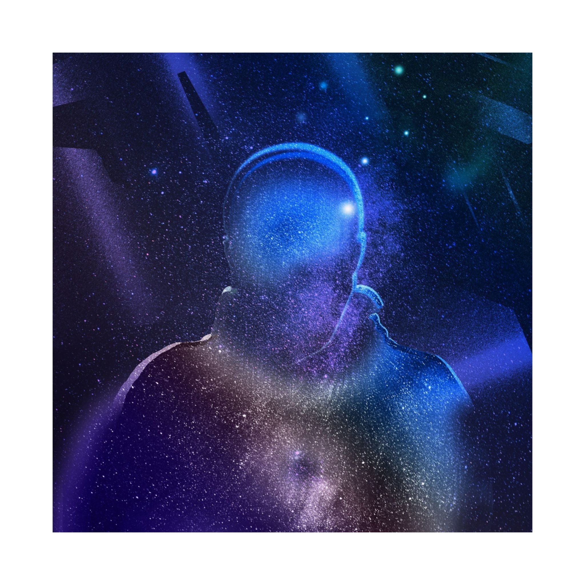 Figure in Space Poster - Cosmic Silhouette Art Print