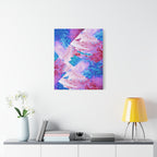 Trippy Pink and Blue Fractal Canvas Art | Surreal Abstract Sacred Geometry Wall Decor