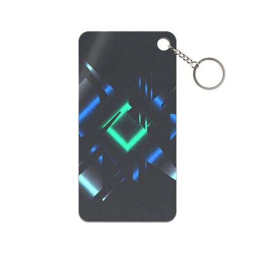 Abstract Techno Blue Keychain - Cyberpunk Acrylic Charm
