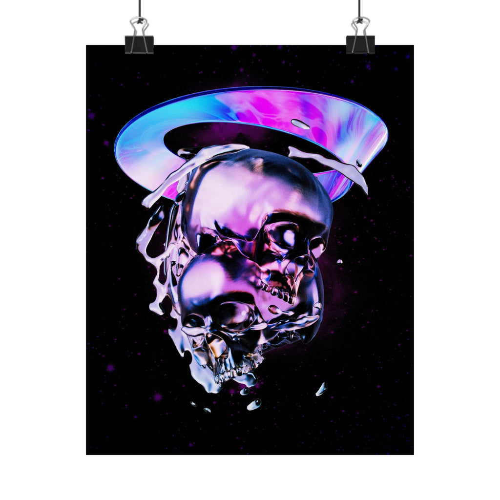 Melted Skeleton Skulls Poster Print - Gothic Cosmic Skull Art