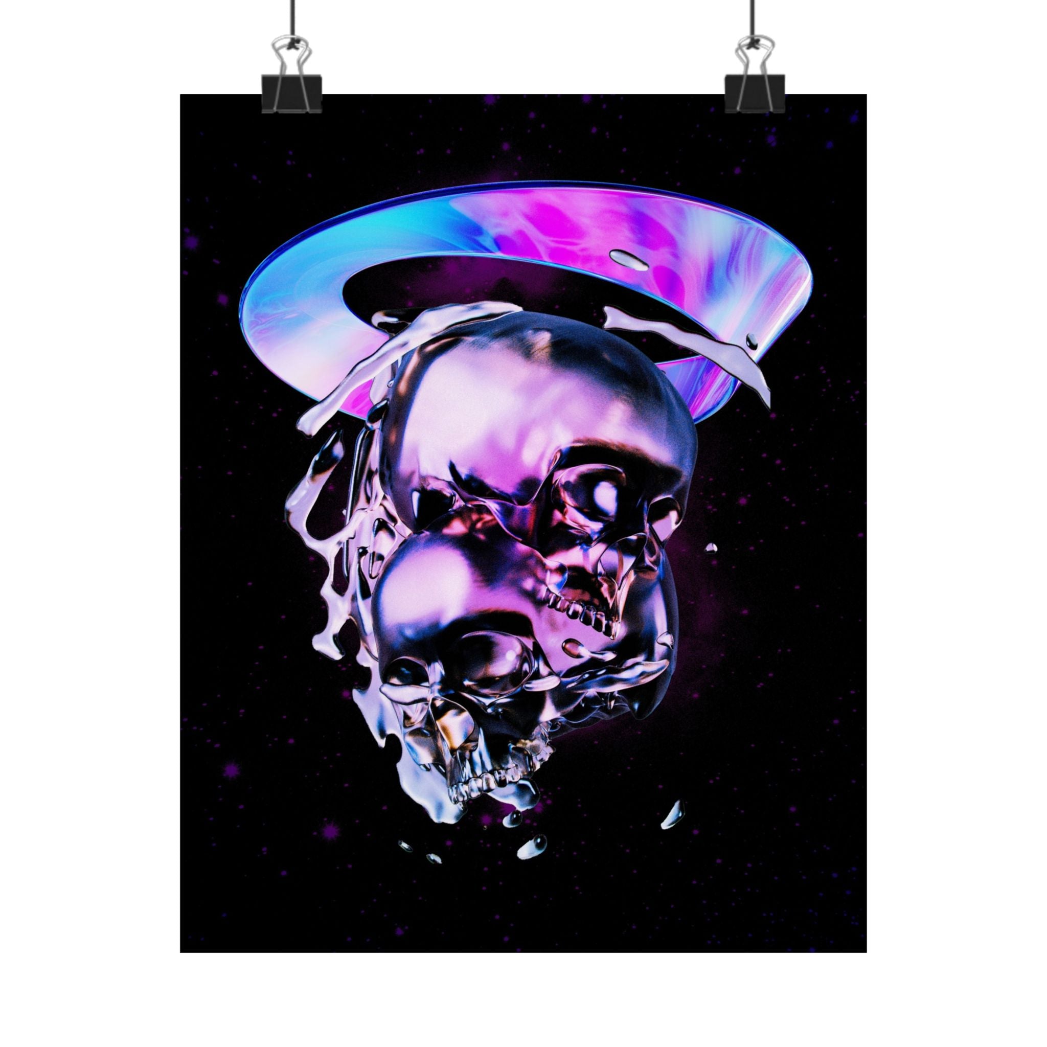 Melted Skeleton Skulls Poster Print - Gothic Cosmic Skull Art