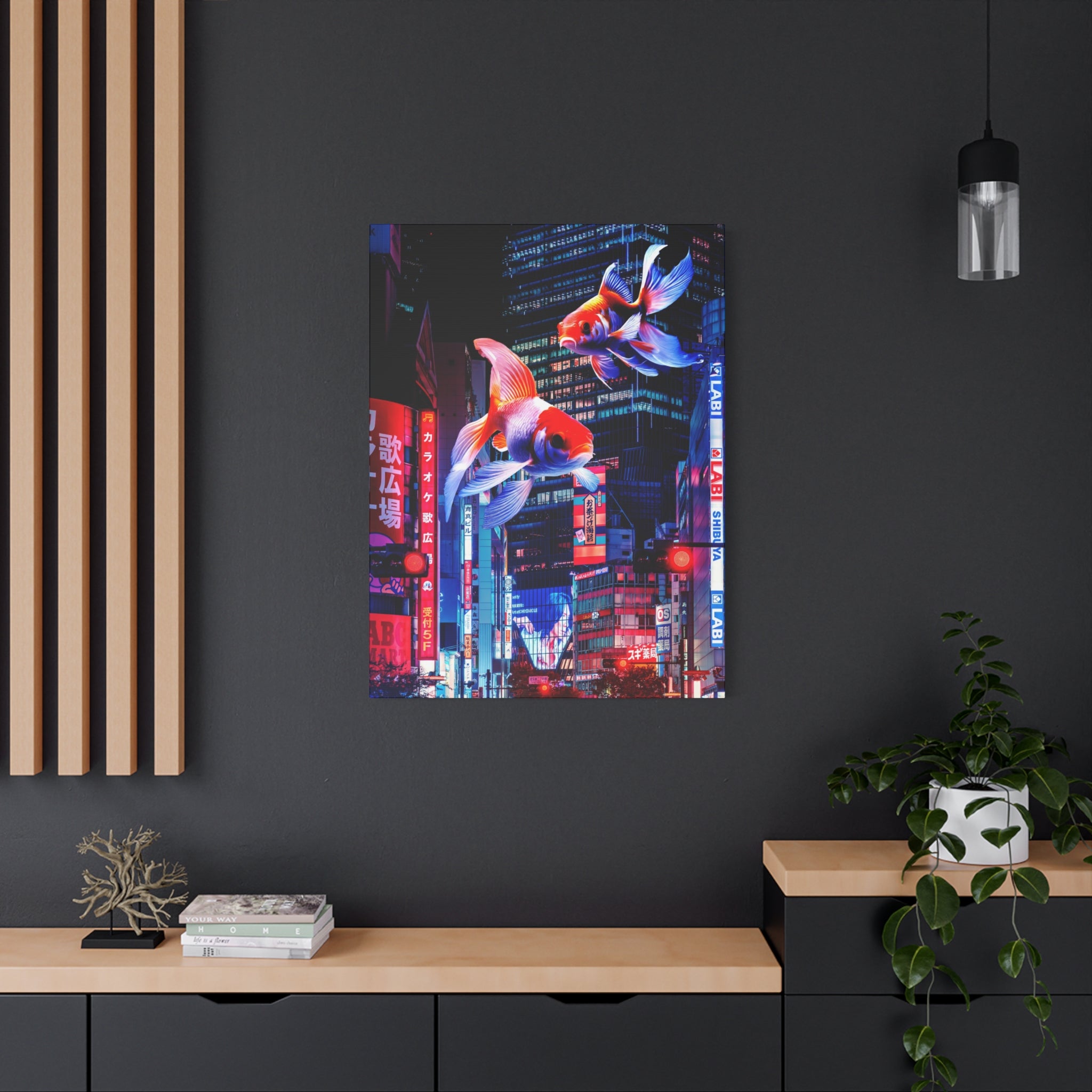 Japanese City Punk FX.2 Canvas Wall Art - Neon Japan Cyberpunk Street