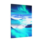 Starry Mountain Sky Canvas Wall Art - Aurora Borealis Decor