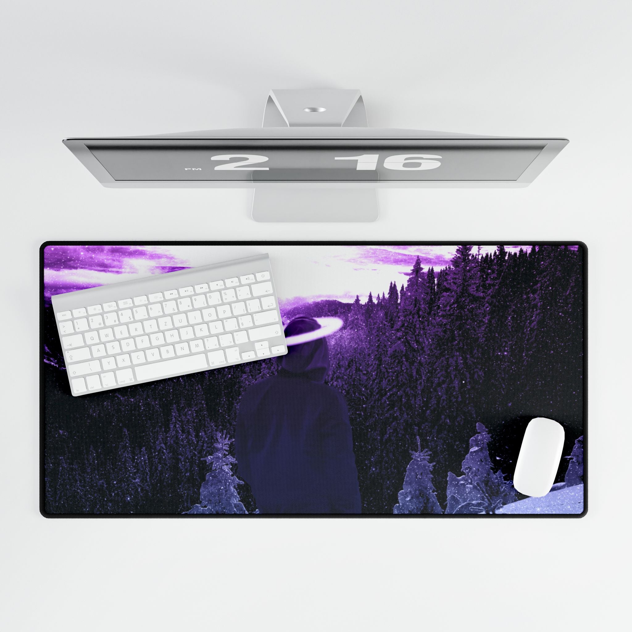 Winter Aurora Light Frozen Night Arctic Sky Desk Mat Mousepad