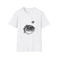 Earth Glitched Retro Stamp Tee - Black & White Glitch Art Shirt