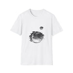 Earth Glitched Retro Stamp Tee - Black & White Glitch Art Shirt by Kiyo Arts