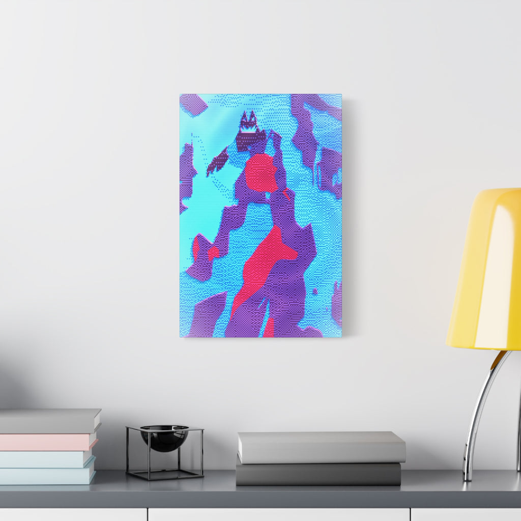 Retro Ice Cave Canvas Wall Art - Cool-Toned Glitch Winter Decor