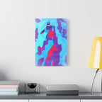 Retro Ice Cave Canvas Wall Art - Cool-Toned Glitch Winter Decor
