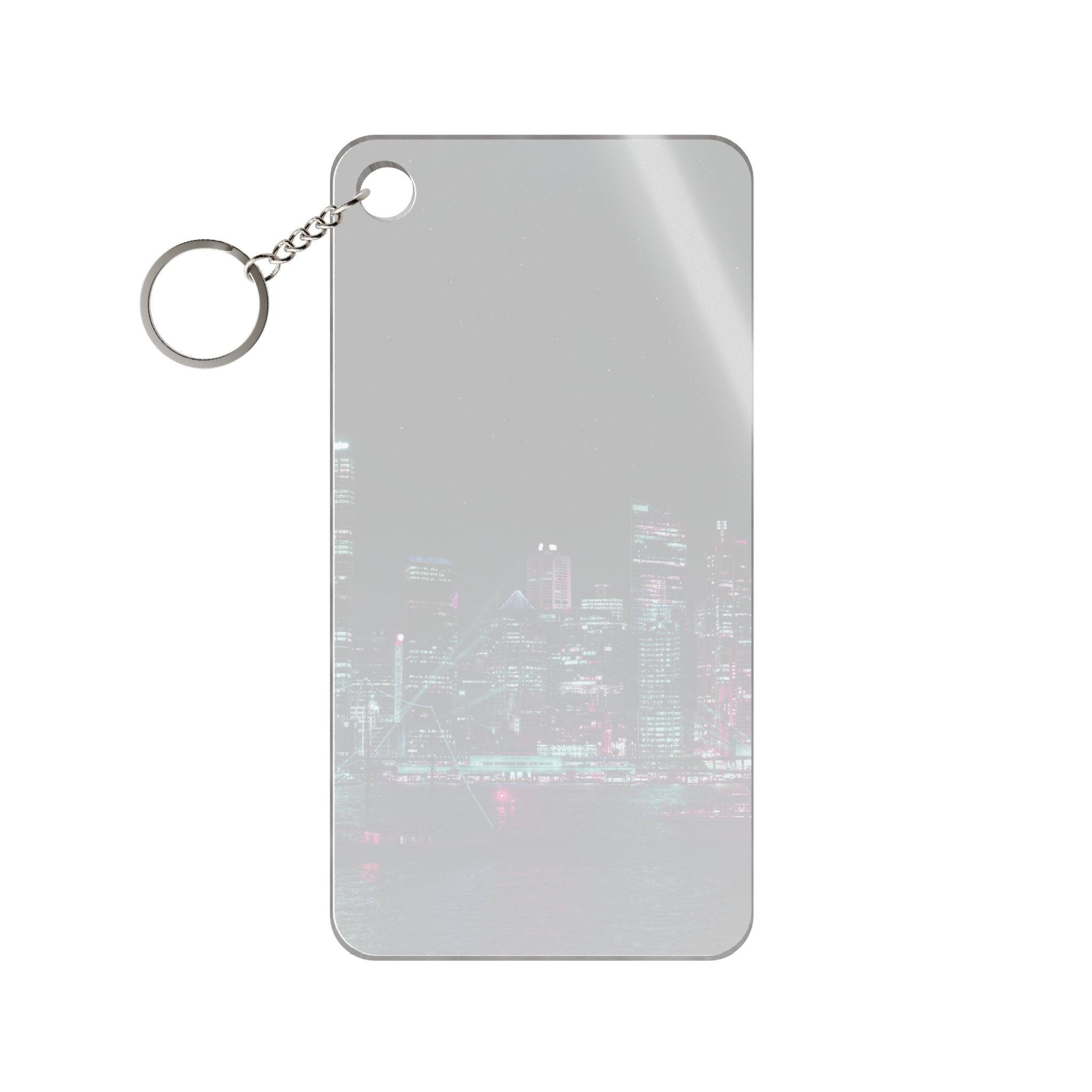 Cyberpunk Harbor Keychain - Neon City Acrylic Charm