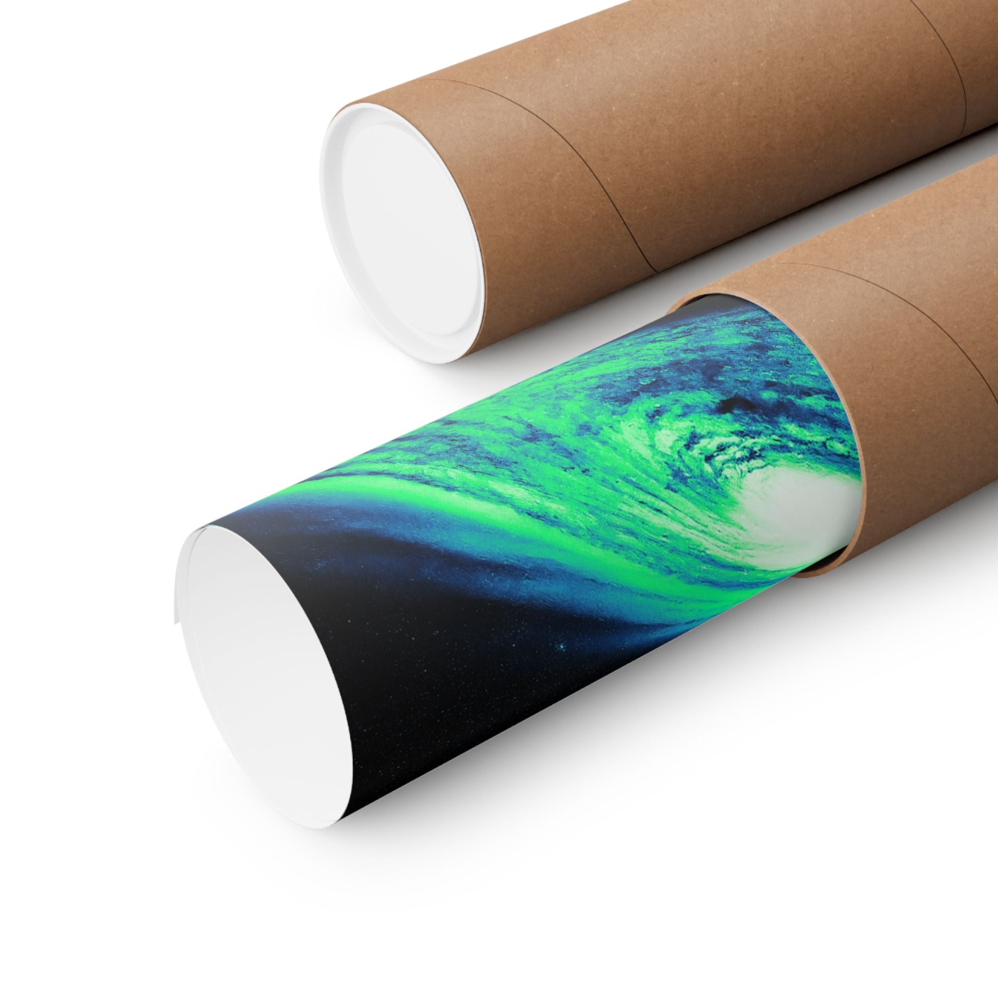 Vaporwave Green and Blue Spiral Galaxy Matte Poster Print
