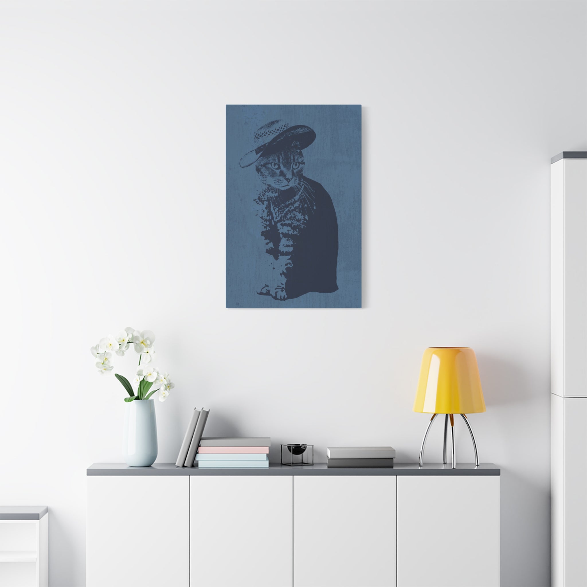 Grey Tabby Cat Canvas Wall Art - Cute Pet Portrait Decor