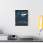 Starlight Cityscape Under a Celestial Moon Canvas Wall Art