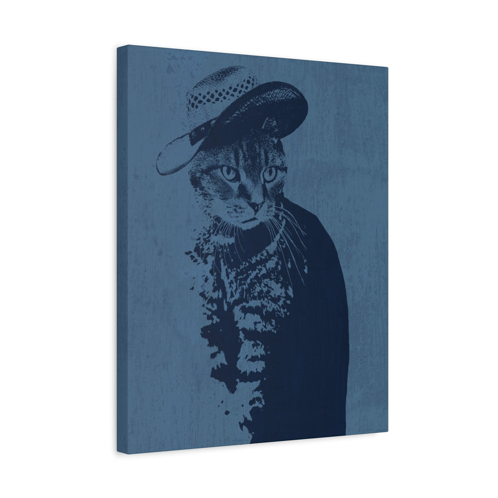 Grey Tabby Cat Canvas Wall Art - Cute Pet Portrait Decor