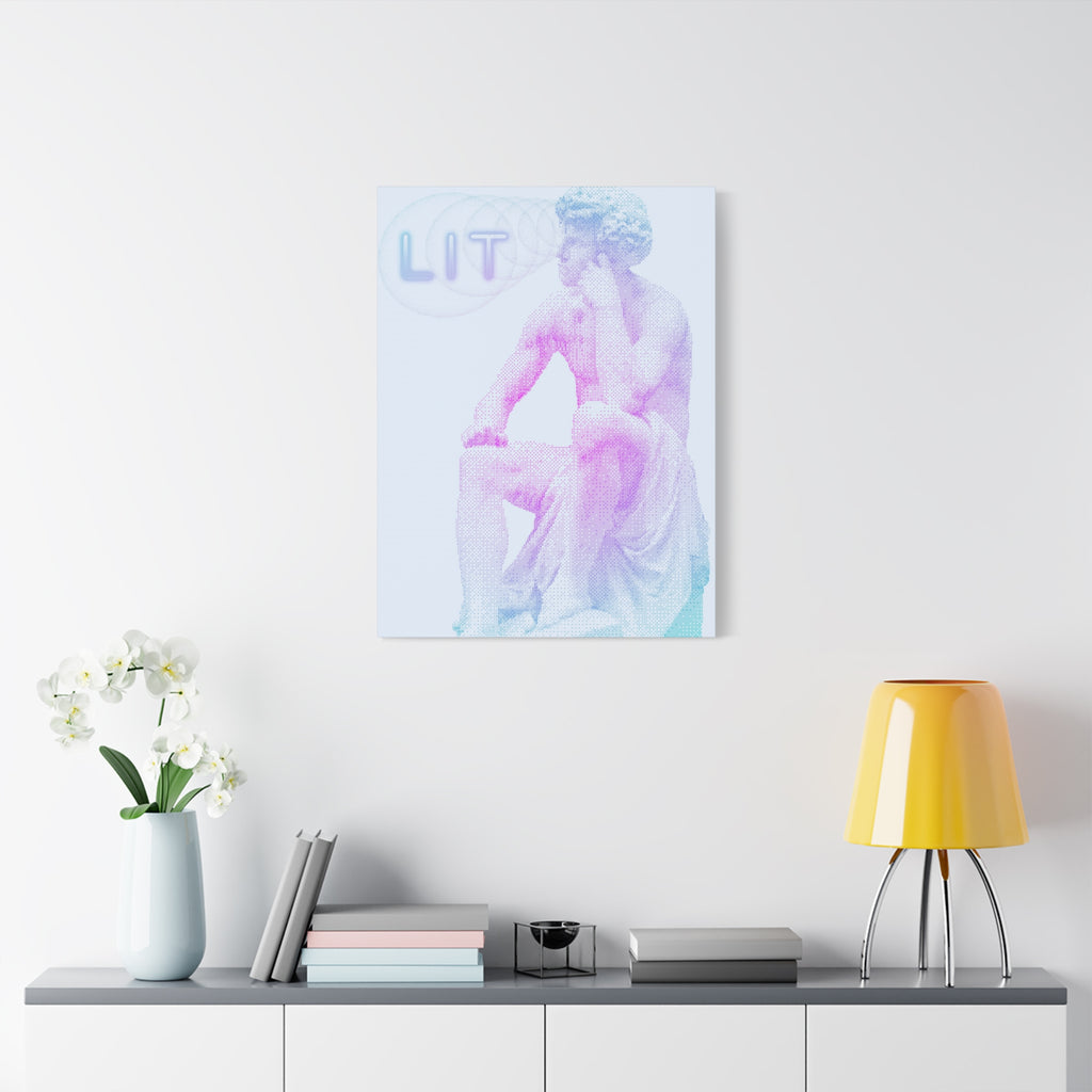 Lit Thinker Canvas Wall Art - Psychedelic Abstract Portrait Decor