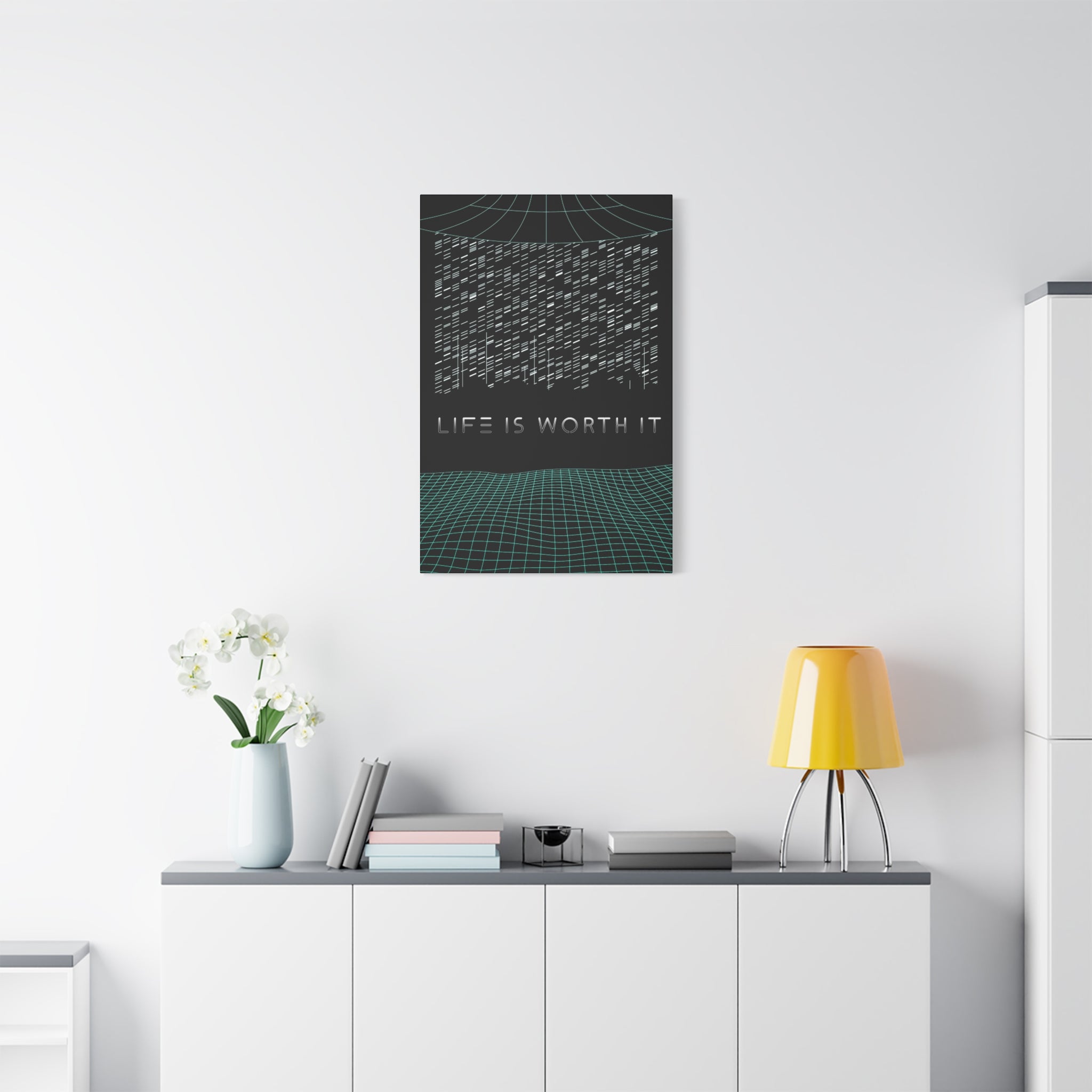 Life Is Worth It Canvas Wall Art - Abstract Symbolic Cyber Decor