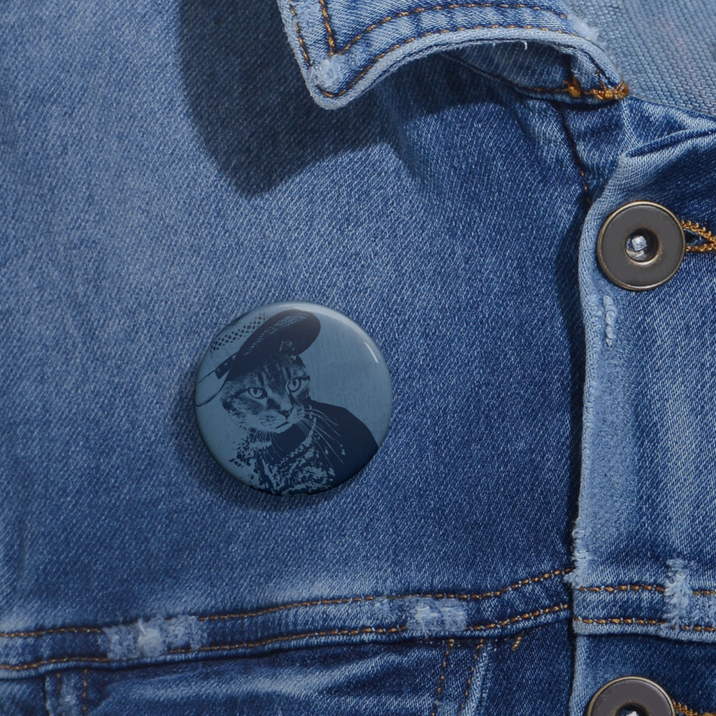 Grey Tabby Kitten Pin - Cute Cat Art Button