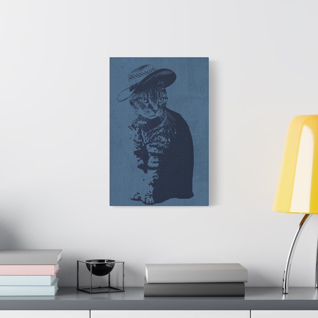Grey Tabby Cat Canvas Wall Art - Cute Pet Portrait Decor
