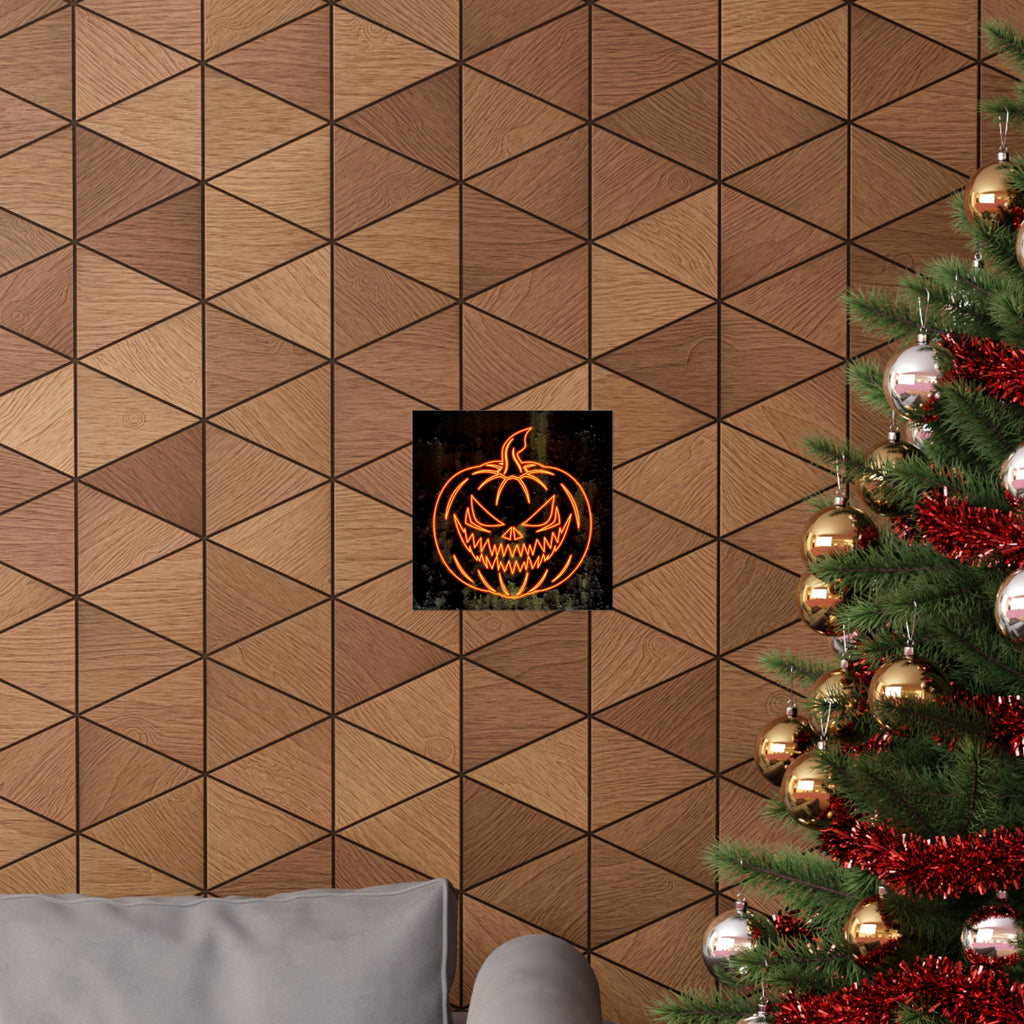 Neon Pumpkin Poster - Spooky Halloween Orange & Black Art Print