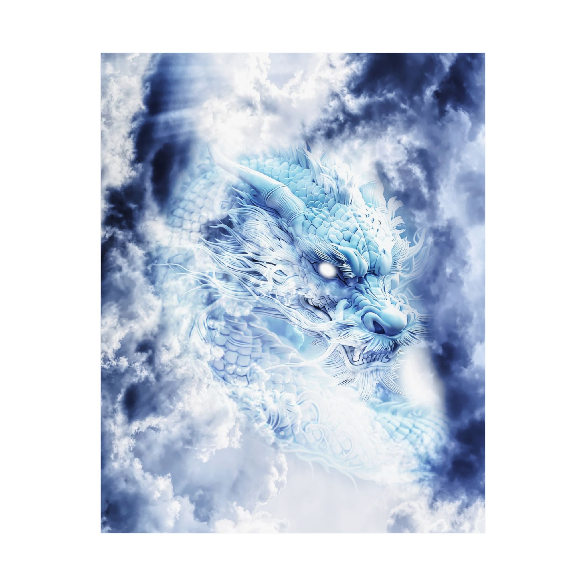 Blue Sky Dragon Poster - Celestial Cloud Dragon Art Print