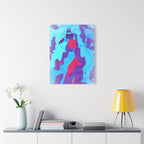 Retro Ice Cave Canvas Wall Art - Cool-Toned Glitch Winter Decor