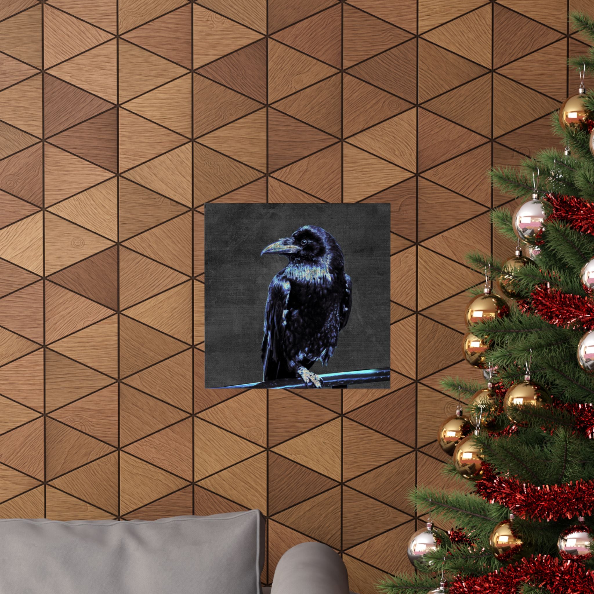 Blue Crow Poster Print - Surreal Raven Bird Art