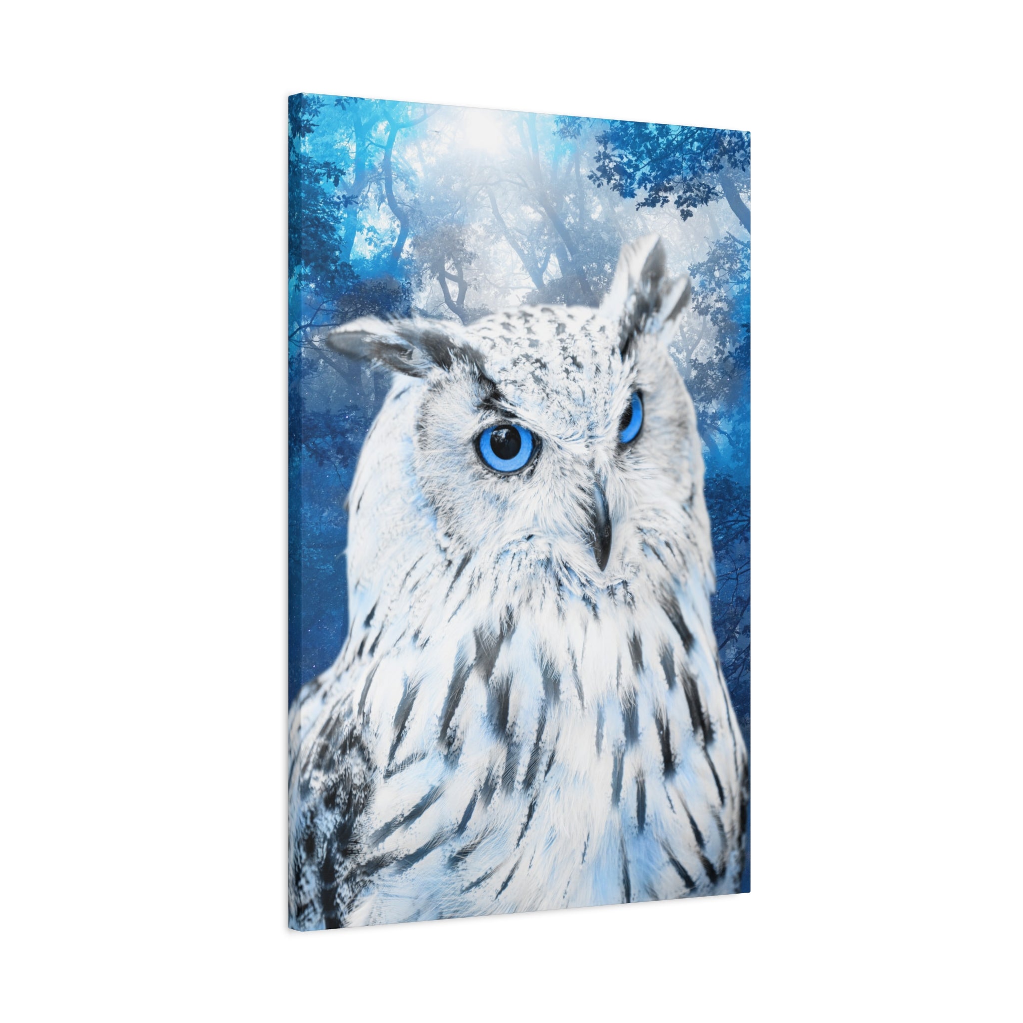 Frost Owl Canvas Wall Art - Winter Animal Fantasy Nature Decor