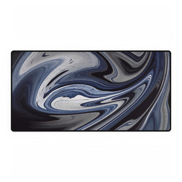 Chrome And Blue Desk Mat - Swirling Vortex Mouse Pad
