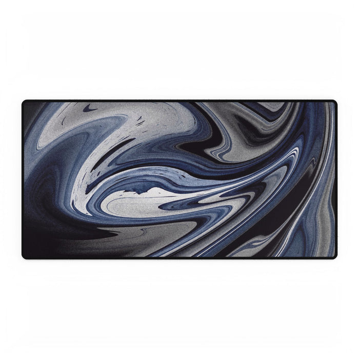 Chrome And Blue Desk Mat - Swirling Vortex Mouse Pad