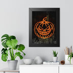Neon Pumpkin Framed Poster - Spooky Halloween Wall Art