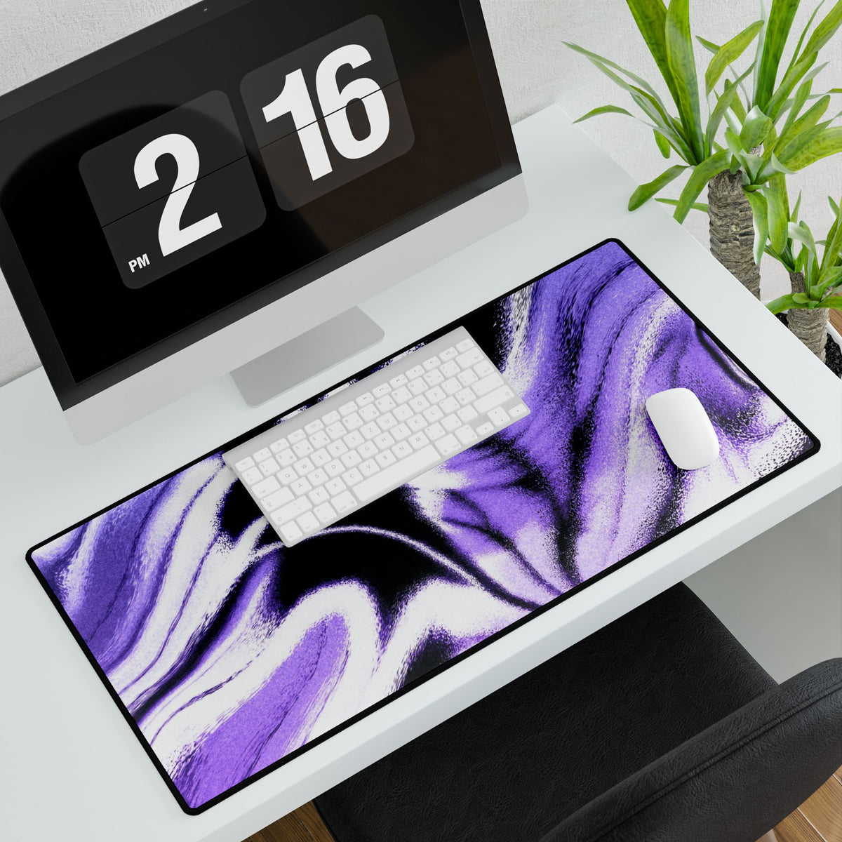 Purple Night Desk Mat - Swirling Black Abstract Mouse Pad
