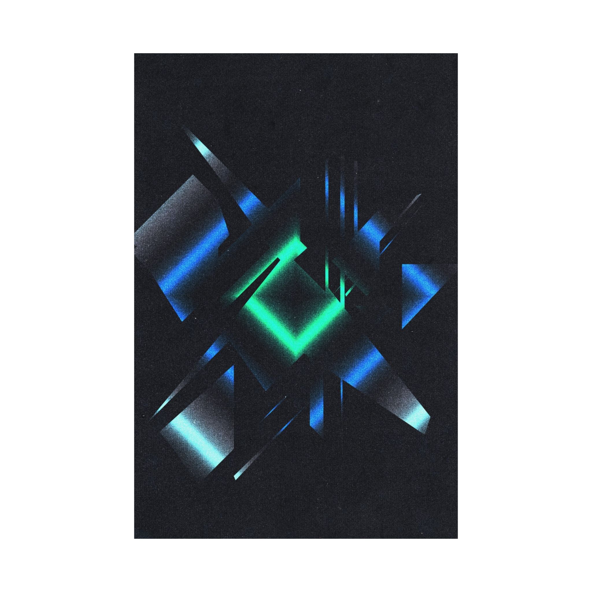 Abstract Techno Blue Poster - Cyberpunk Digital Art Print